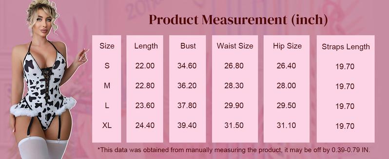 3 Piece Cow Teddy Lingerie Set Cosplay Lace Up Halter Bodysuit with Stockings