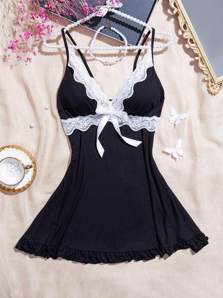 Plus Size Women's V Neck Cami Nightgown, Modal Fabric Comfortable Sleepwear, Chic Skin-Friendly Loungewear for Relaxation