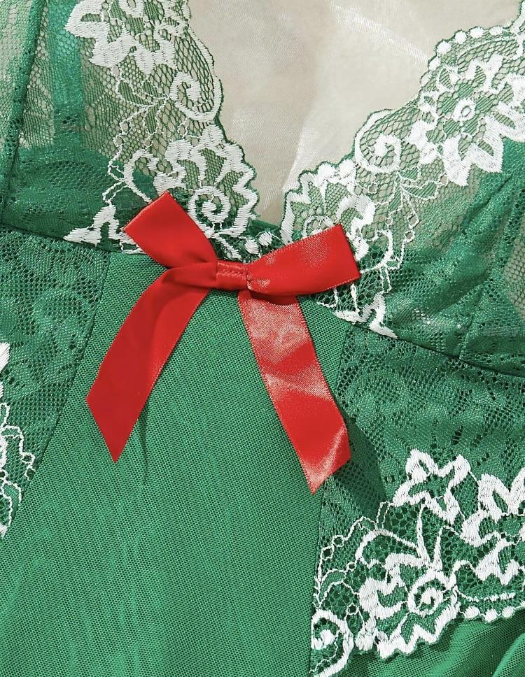 Ugreat Women's Contrast Lace Bow Decor Cami Nightdress with Thong, Comfort Night Gown for Women, Spaghetti Strap Backless, Elegant & Silky Design Green Glam Womenswear Loungewear Fitted Sleeveless Nightwear  night gown women Homewear Minimalist