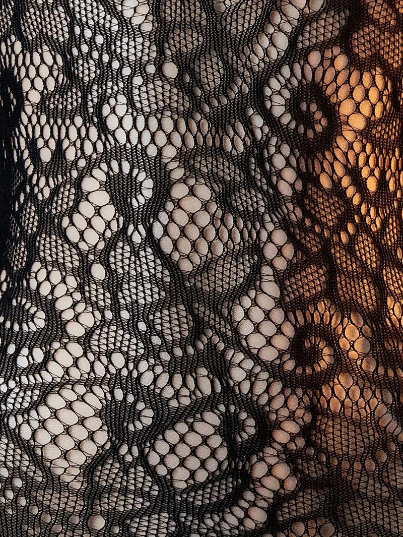 Women's seamless short-sleeved mesh dress, black leggings with lace and floral print, bold women's clothing, transparent lingerie, crotchless panties, exotic lingerie, small size, bedroom outfit Fabric Womenswear