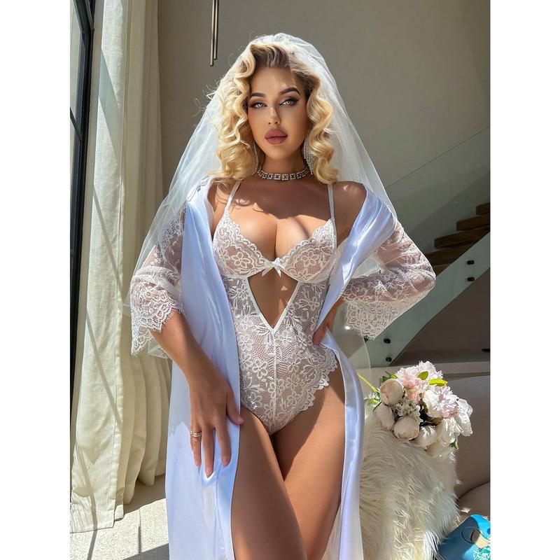 Classic Sexy Wedding Season Lace Hollow Out Sexy Bodysuit Lingerie women lingerie set womens  lingerie Piece Bra Womenswear Panty