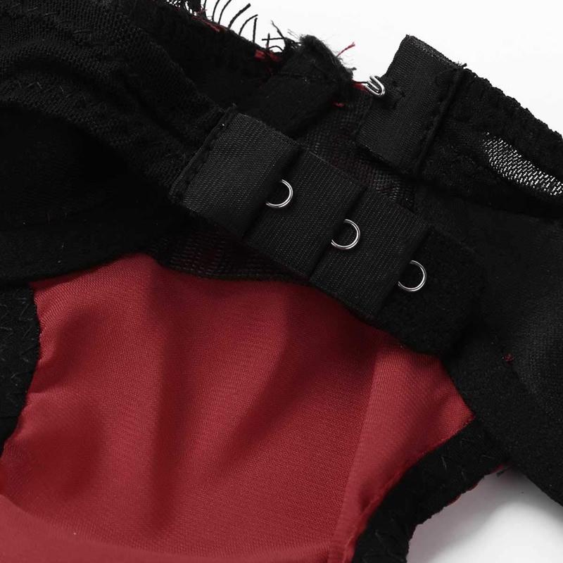 Women's Adjustable Lace Bodysuit and Thong Set Breathable Mesh Contoured Fit Casual Straps Womenswear Cosplay