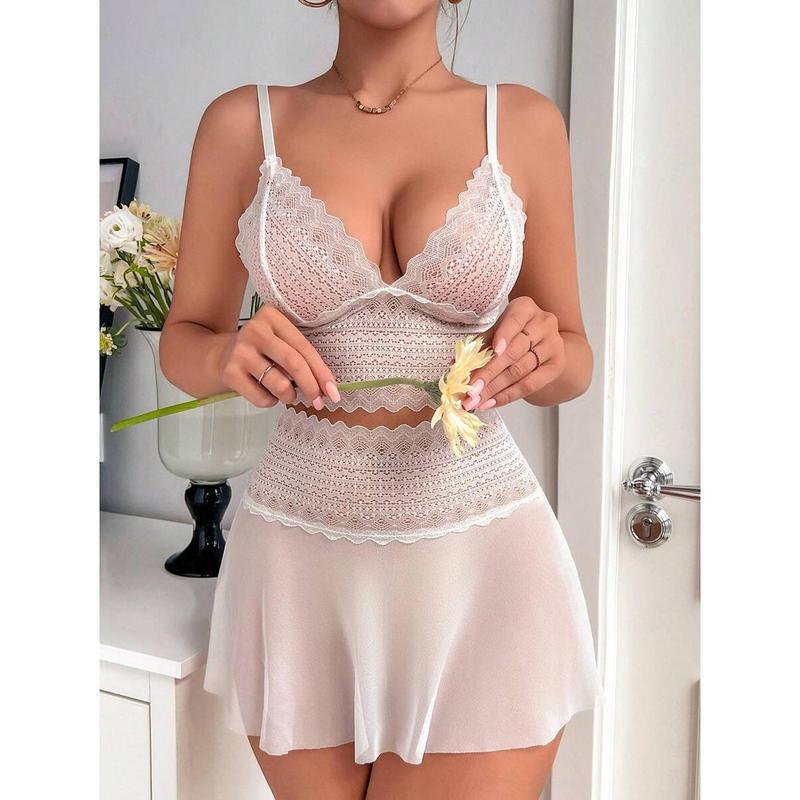 2pcs Women's Wireless Lace Spliced Mesh Sexy Lingerie Set Fabric Polyester bikini boutique go nnaw ear it now Womenswear Bra Panty Piece