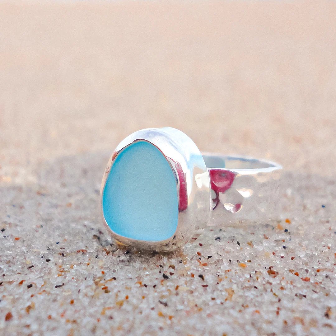 ✨Thalassophile Irregular Sea Glass Wide Band Ring(🎁Perfect Gift)