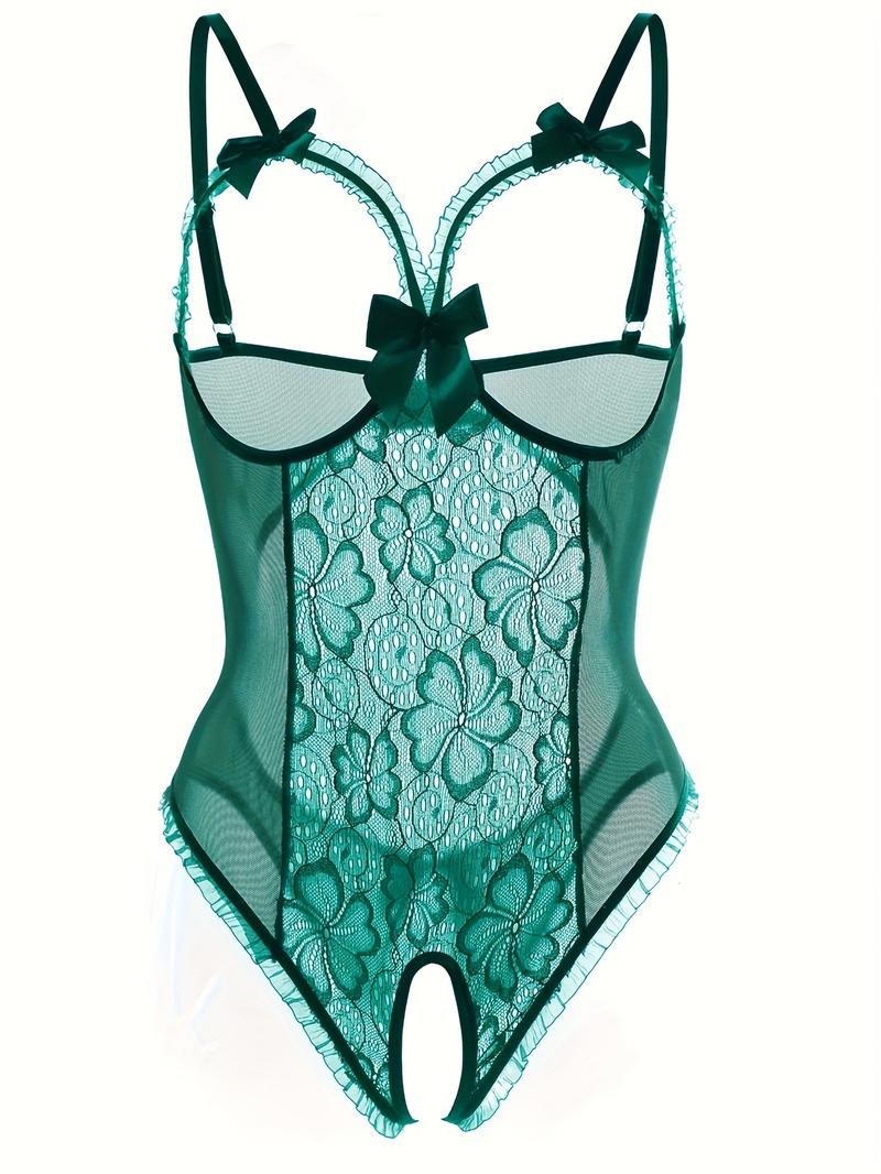 Women's tight open crotch one-piece sexy underwear Fabric Lace