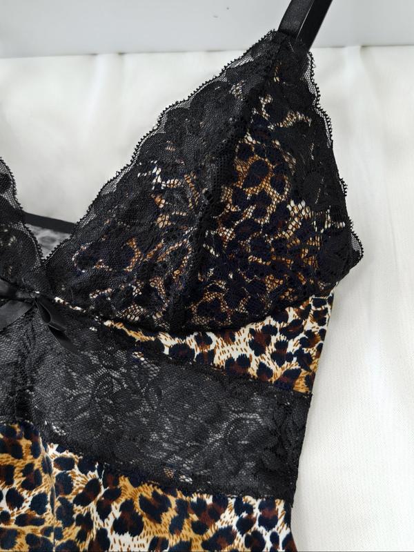 Women's Leopard Print Cami Top & Shorts Pyjama Two-piece Set, Sexy Comfy Sleepwear Set for Women, Women's Sleepwear for Summer