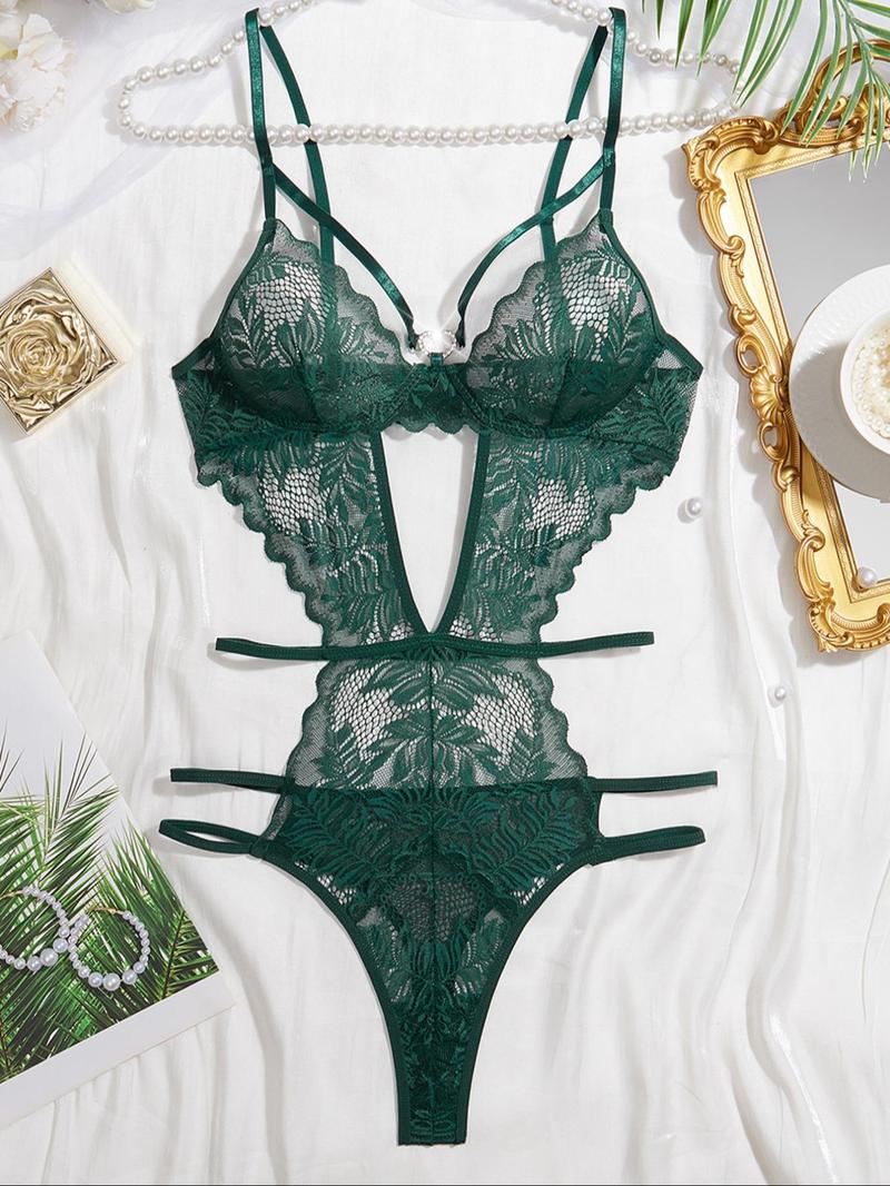 Women's Heart Shaped  Decor Sexy Lingerie Bodysuit, Elegant Comfy Breathable Lingerie for Daily Wear, Women's Lingerie for All Seasons