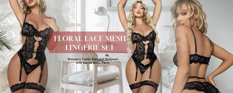 Classic 4 Pack Floral Lace Hollow Rhinestone Detail Underwire Bra, Comfortable Support - Stockings Women Classic Sexy Mesh Garter Corset Sexy Bodysuit Thong Nightdress Cloth Lace Sexy Women Lace Lingerie SetEmbroidered Heart Overall Piece