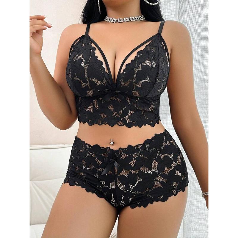 2pcs Set Sexy Plus Size Women Lace Lingerie Set Bra Fabric