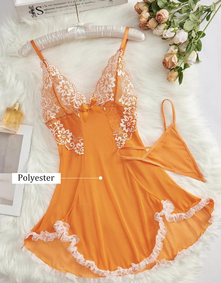 Ugreat Women's Contrast Lace Bow Decor Cami Nightdress with Thong, Comfort Night Gown for Women, Spaghetti Strap Backless, Elegant & Silky Design Green Glam Womenswear Loungewear Fitted Sleeveless Nightwear  night gown women Homewear Minimalist