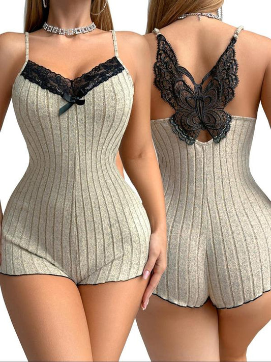 Women's Solid Color Bow Decor Cami Onesie, Casual Comfy Breathable Sleepwear for Summer, Fashion Ladies' Loungewear for Daily Wear