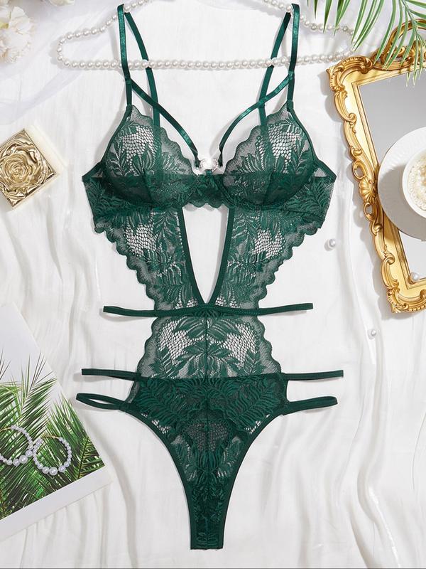 Women's Heart Shaped  Decor Sexy Lingerie Bodysuit, Elegant Comfy Breathable Lingerie for Daily Wear, Women's Lingerie for All Seasons