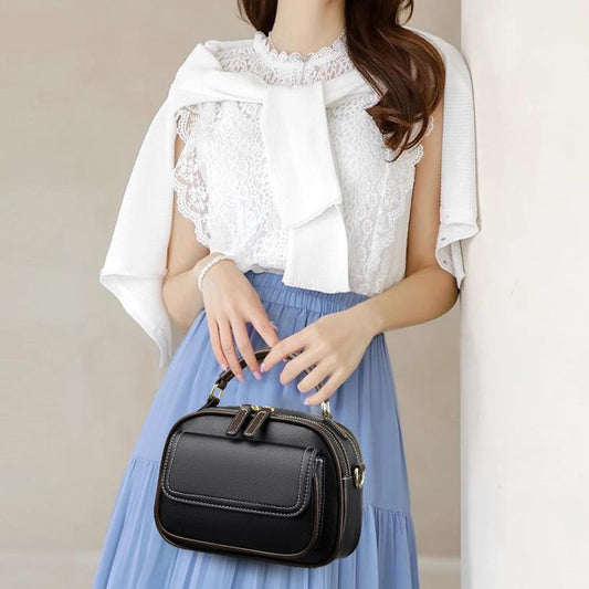 Elegant double-layer shoulder bag with wide strap
