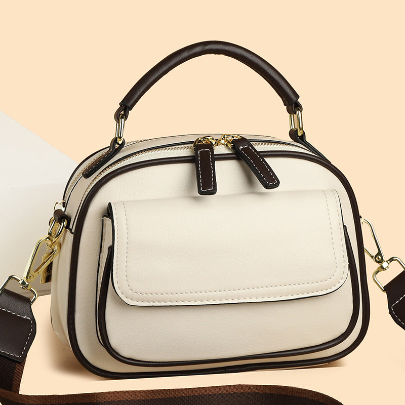 Elegant double-layer shoulder bag with wide strap